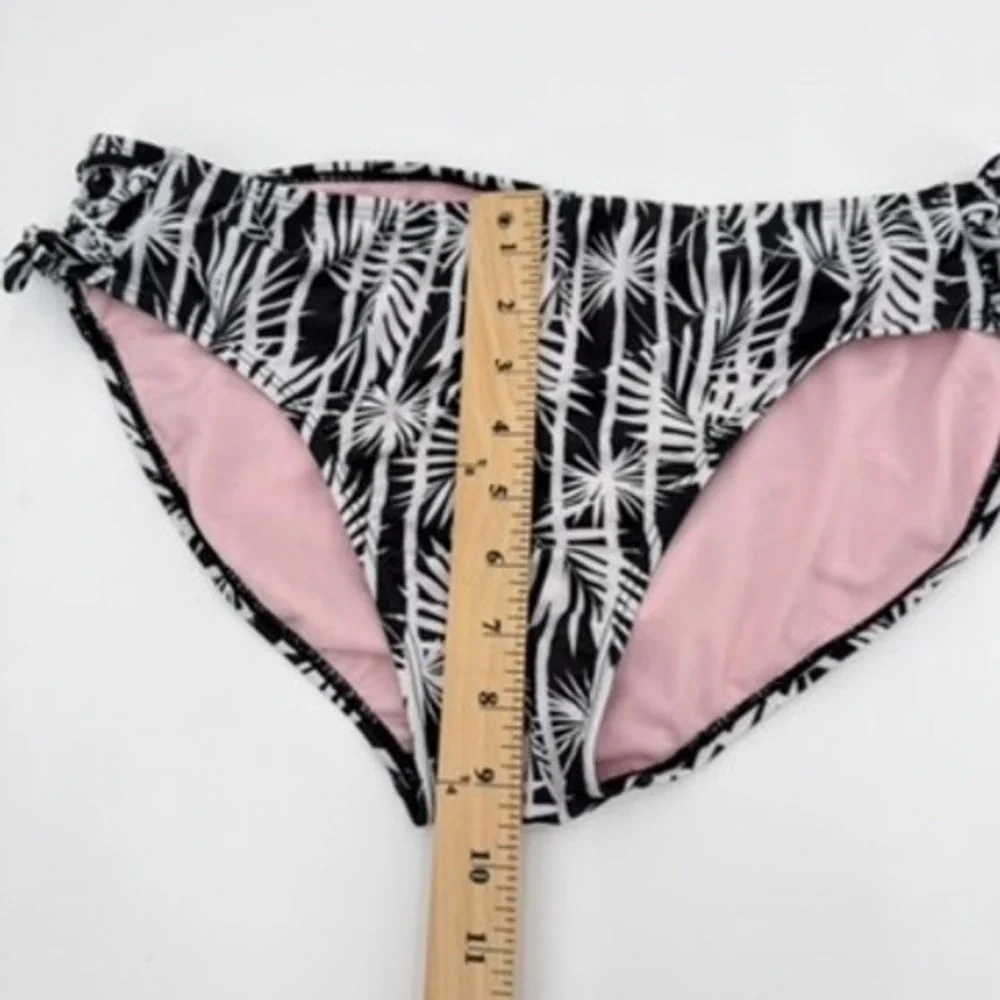 Thereabouts Girls Plus Size XXL Bikini Swim Bottoms Black White Palm Leaf